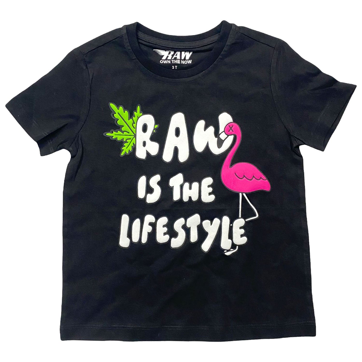 Kids RAW Way Puff Print Crew Neck T-Shirt