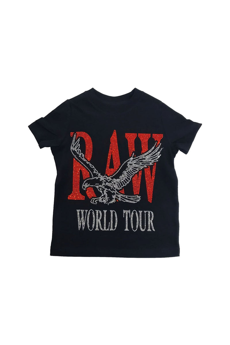 Kids RAW World Tour Red Bling Crew Neck T-Shirt
