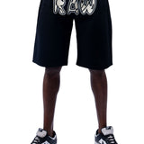 Men 003 RAW Black/White 3D Embroidery Shorts