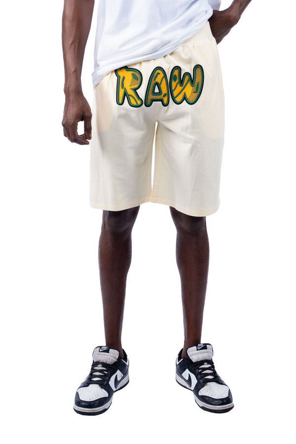 Men 003 RAW Green/Yellow 3D Embroidery Shorts
