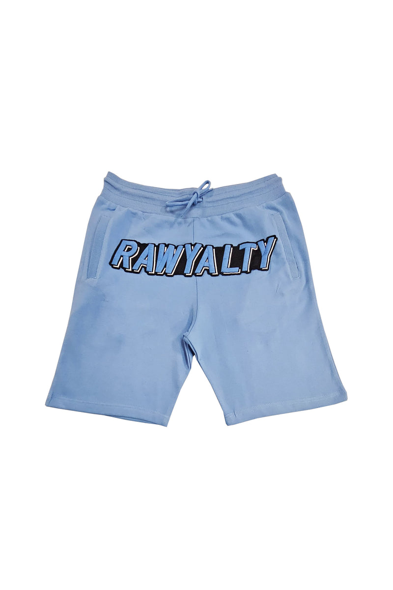 Men 004 RAWYALTY Carolina Blue 3D Embroidery Shorts