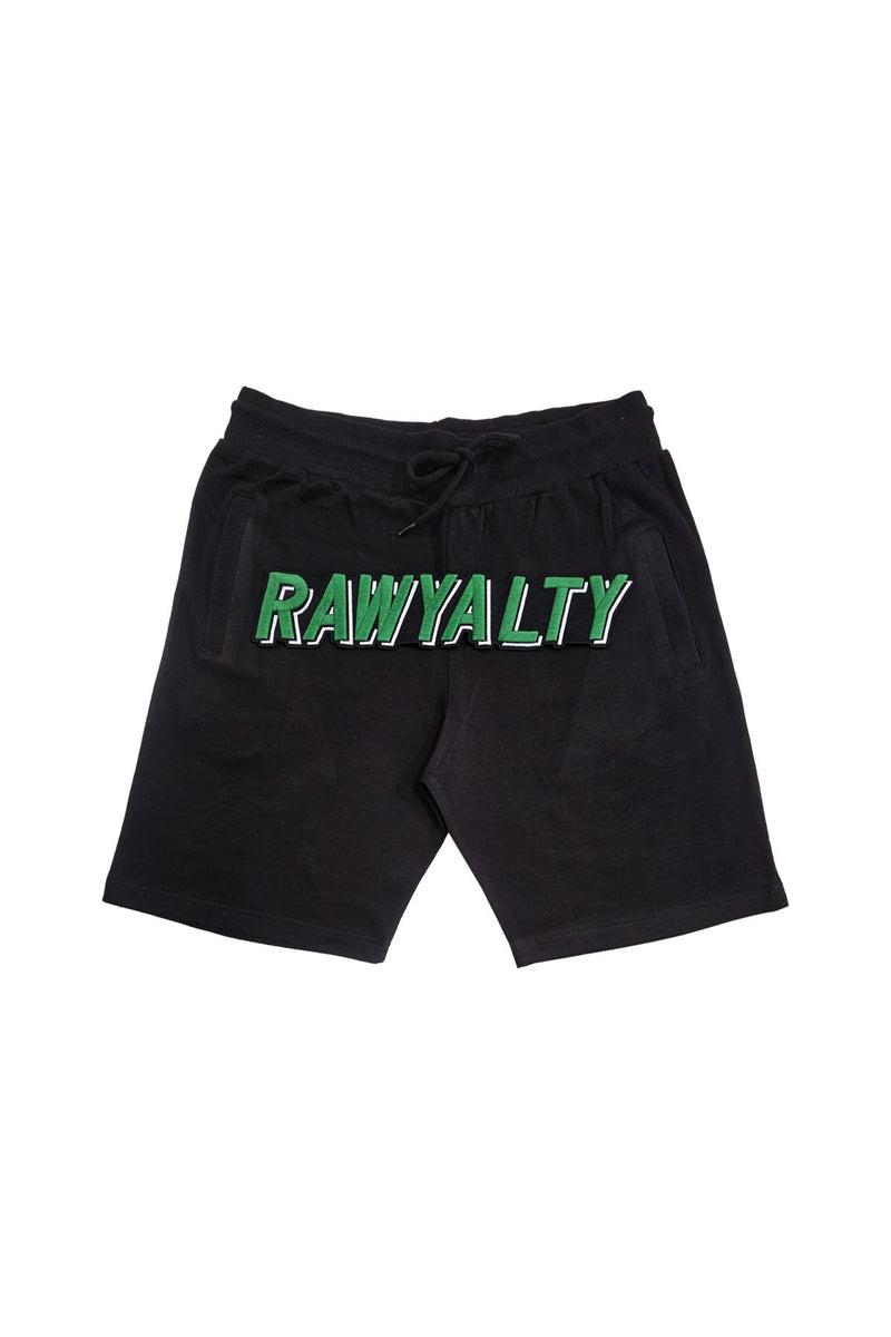 Men 004 RAWYALTY Green 3D Embroidery Shorts