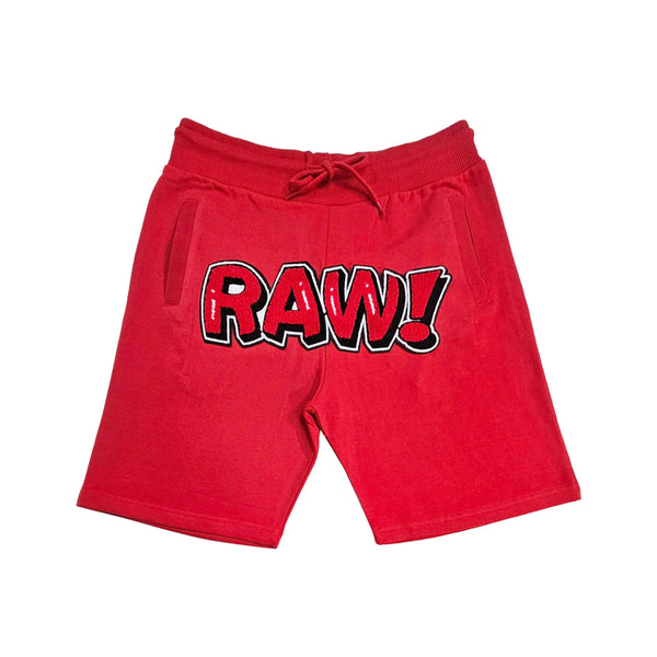 Men 006 RAW Bubble Red Chenille Cotton Shorts
