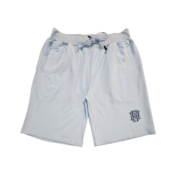 Men 3D Stitch Logo Sky Embroidery Cotton Shorts - Rawyalty Clothing