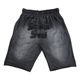 Men Broken Soul Black Chenille Cotton Shorts