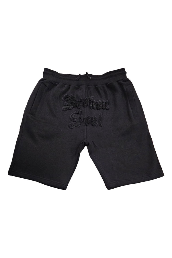 Men Broken Soul Black Chenille Cotton Shorts