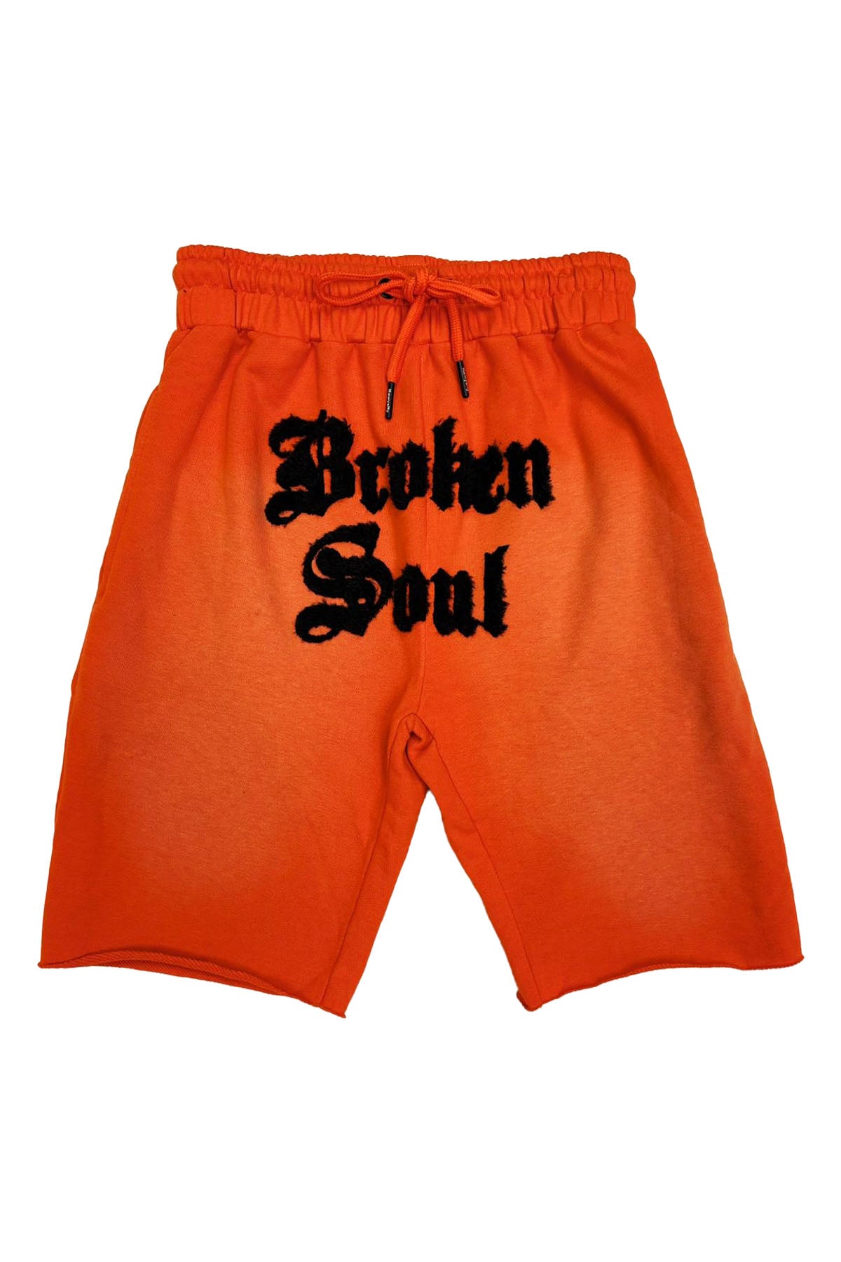 Men Broken Soul Black Chenille Cotton Shorts