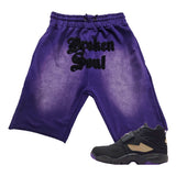 Men Broken Soul Black Chenille Cotton Shorts