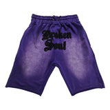 Men Broken Soul Black Chenille Cotton Shorts