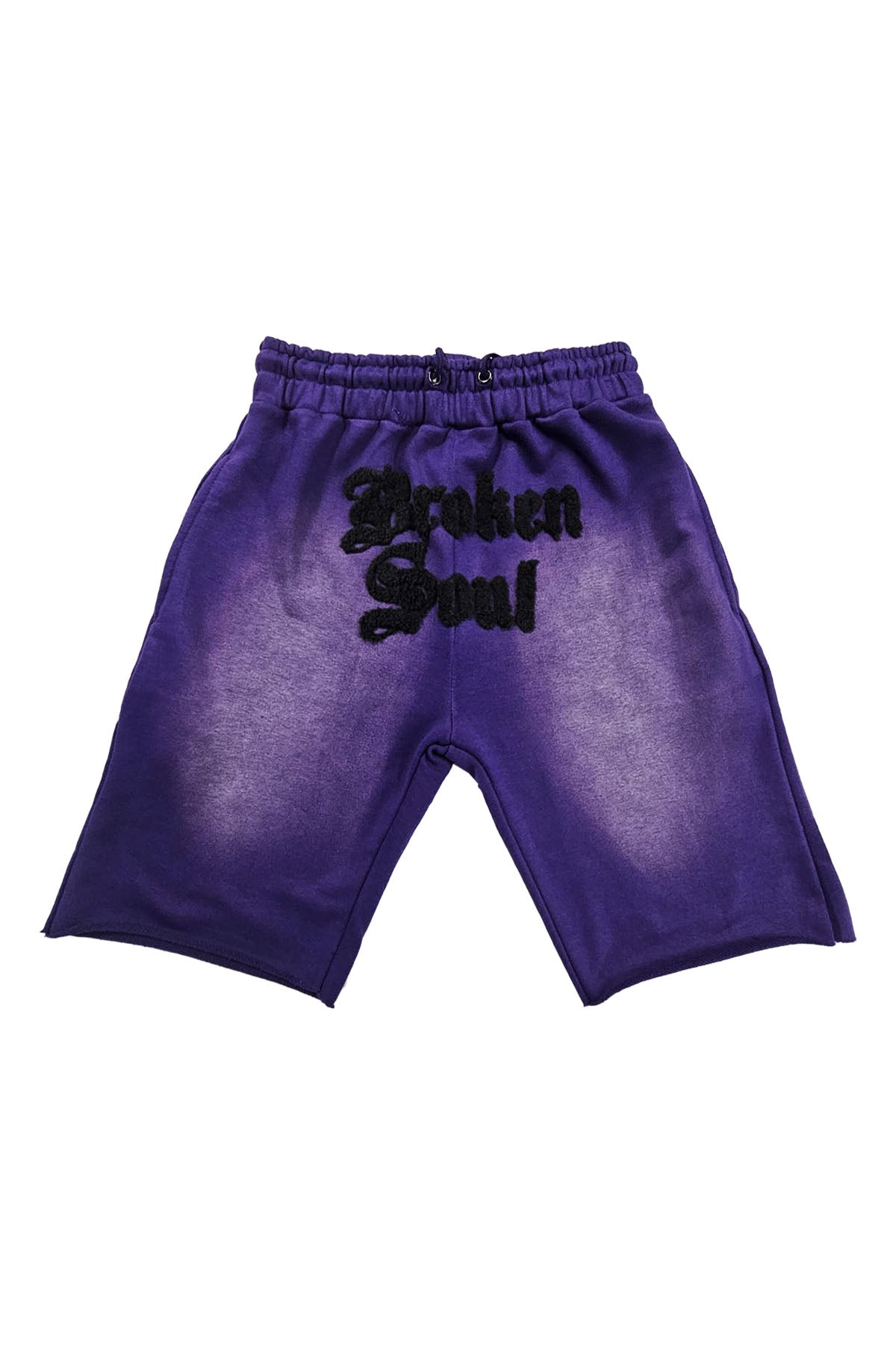 Men Broken Soul Black Chenille Cotton Shorts