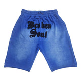 Men Broken Soul Black Chenille Cotton Shorts