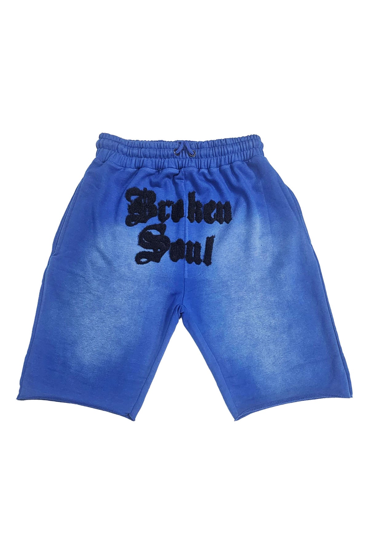 Men Broken Soul Black Chenille Cotton Shorts