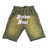 Men Broken Soul Cream Chenille Cotton Shorts