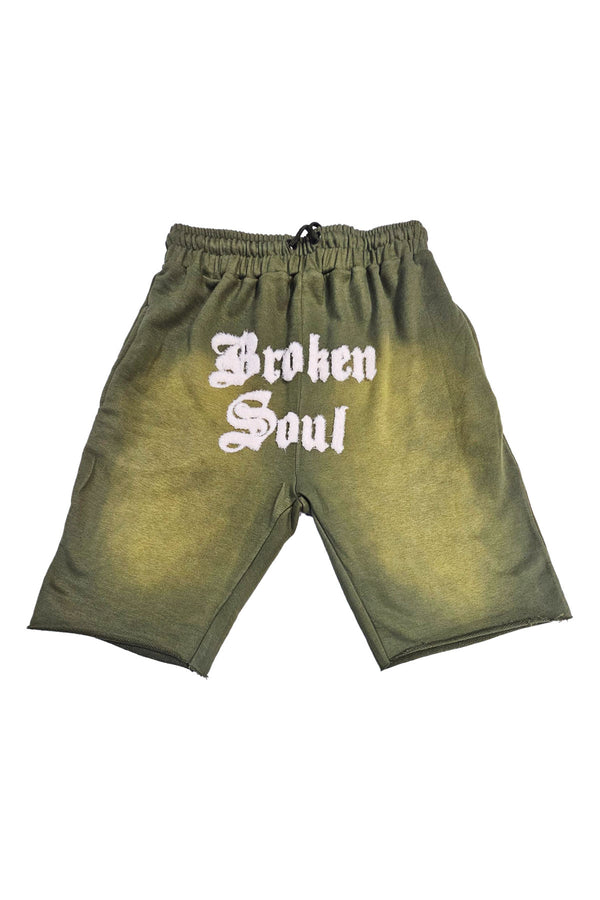 Men Broken Soul Cream Chenille Cotton Shorts