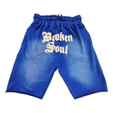 Men Broken Soul Cream Chenille Cotton Shorts