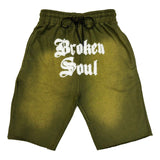 Men Broken Soul White Chenille Cotton Shorts