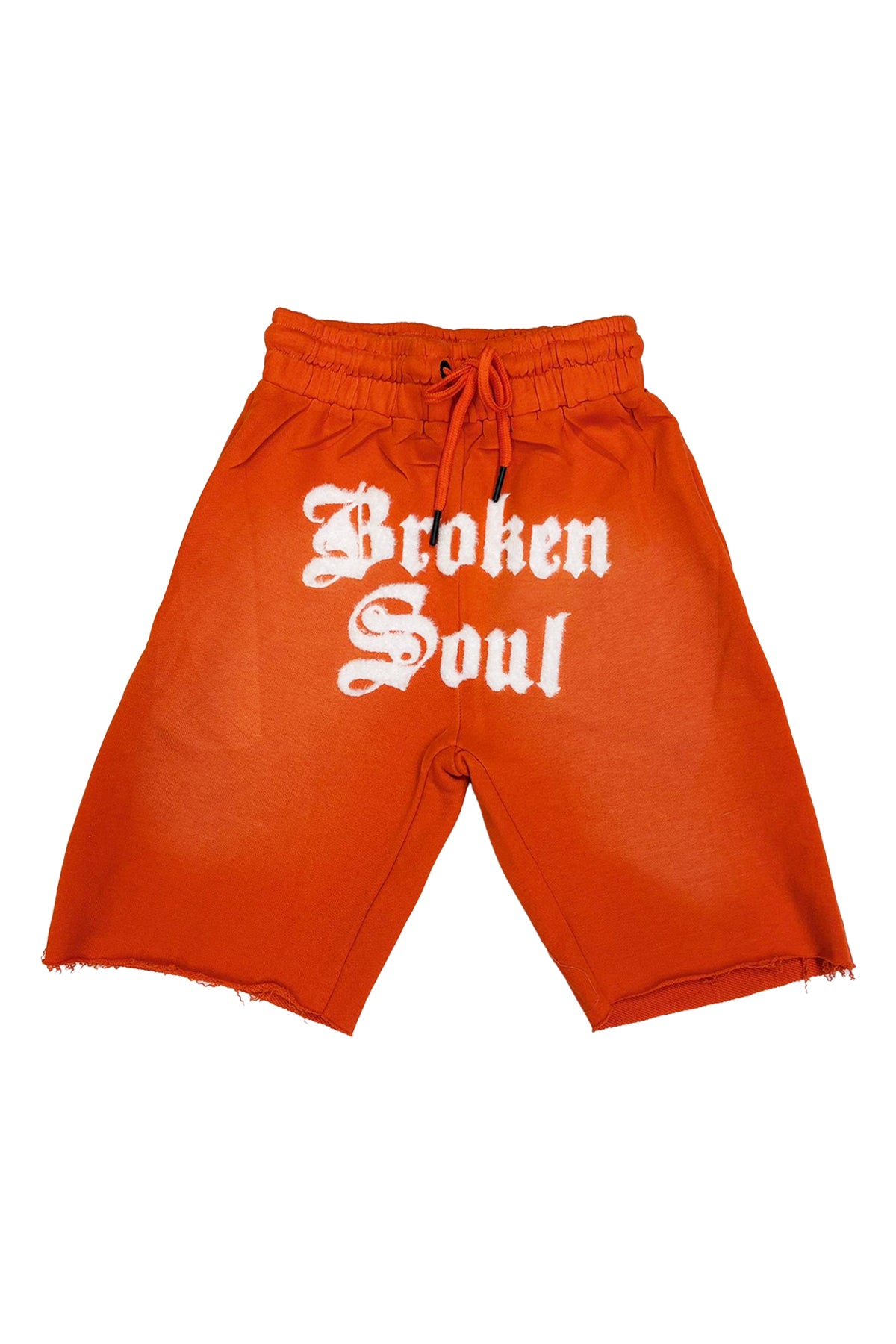 Men Broken Soul White Chenille Cotton Shorts