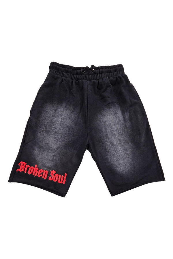 Men Broken Soul Try Me Chenille Cotton Shorts