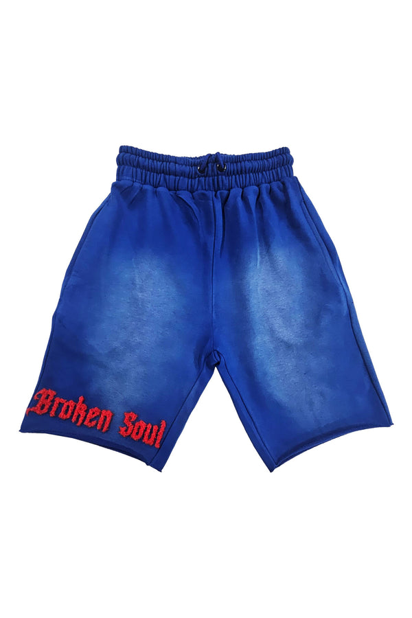 Men Broken Soul Try Me Chenille Cotton Shorts