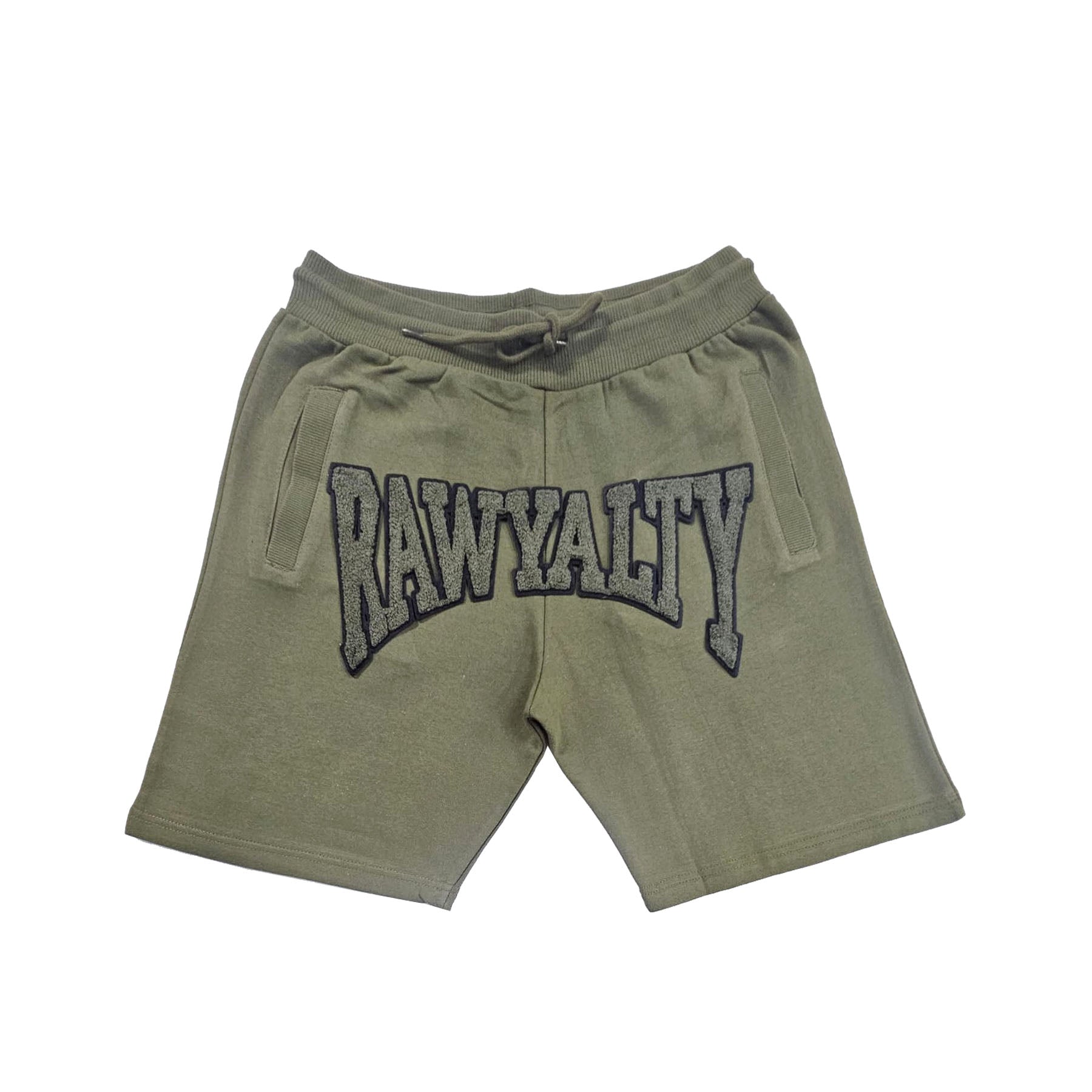 Men Rawyalty Olive Green Chenille Cotton Shorts