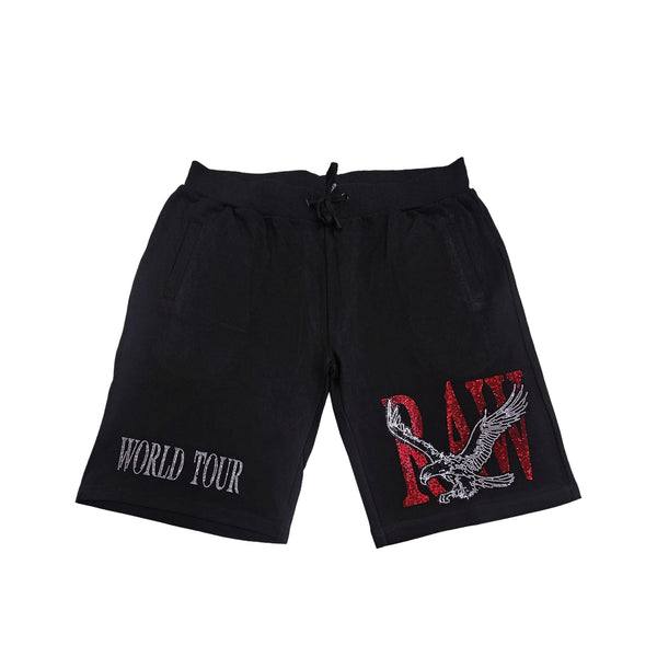Men RAW World Tour Red Bling Cotton Shorts