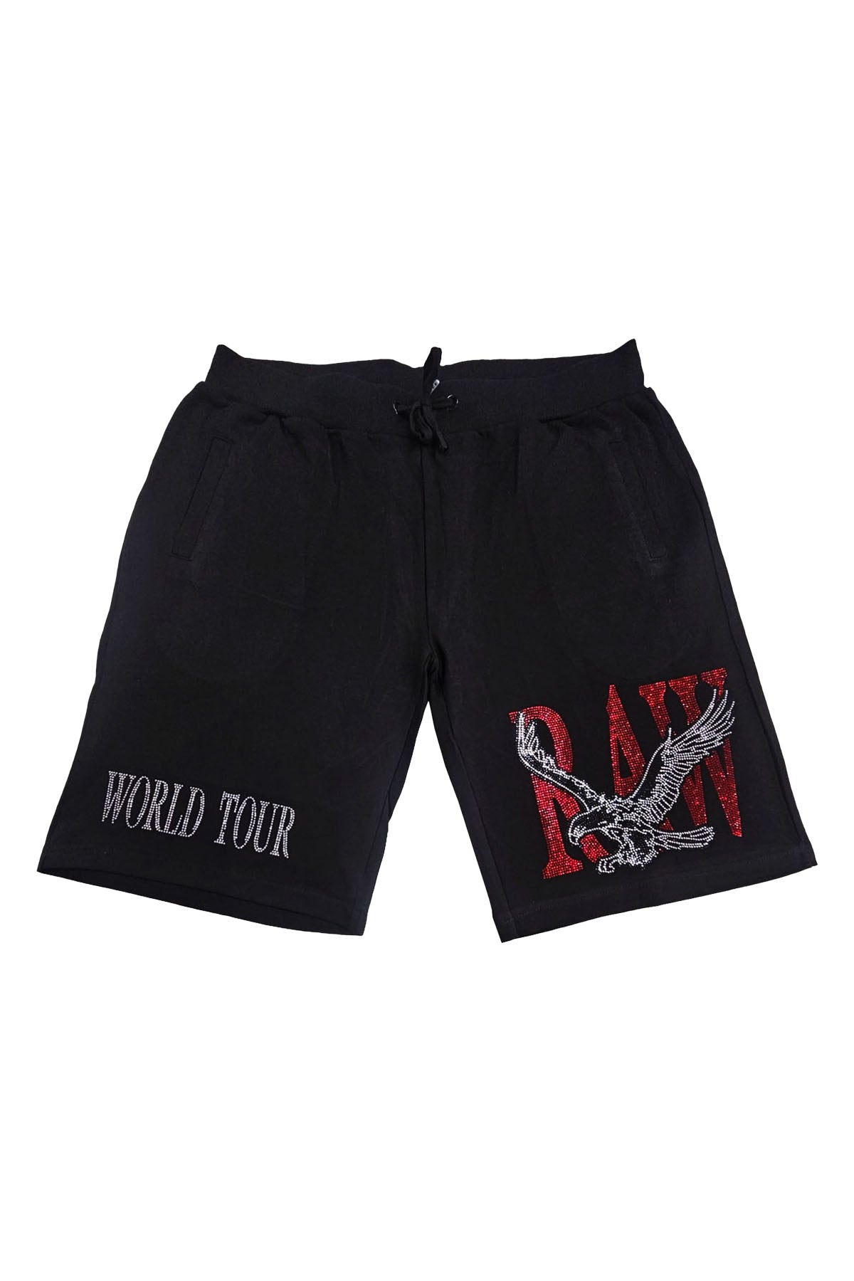 Men RAW World Tour Red Bling Cotton Shorts