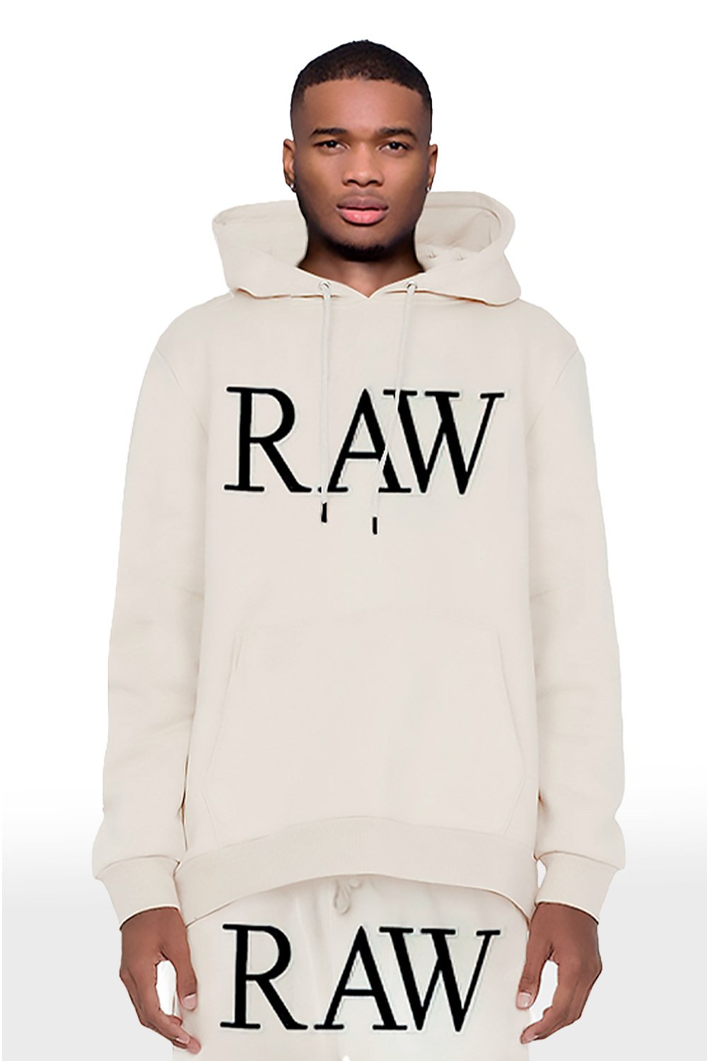 Men RAW 3D Black Chenille Hoodie