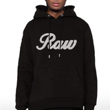 Men Raw Cursive Grey Chenille Hoodie