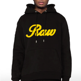 Men Raw Cursive Yellow Chenille Hoodie