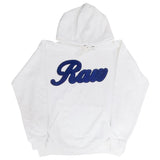 Men Raw Cursive Navy Chenille Hoodie