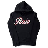 Men Raw Cursive White Chenille Hoodie