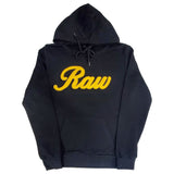 Men Raw Cursive Yellow Chenille Hoodie