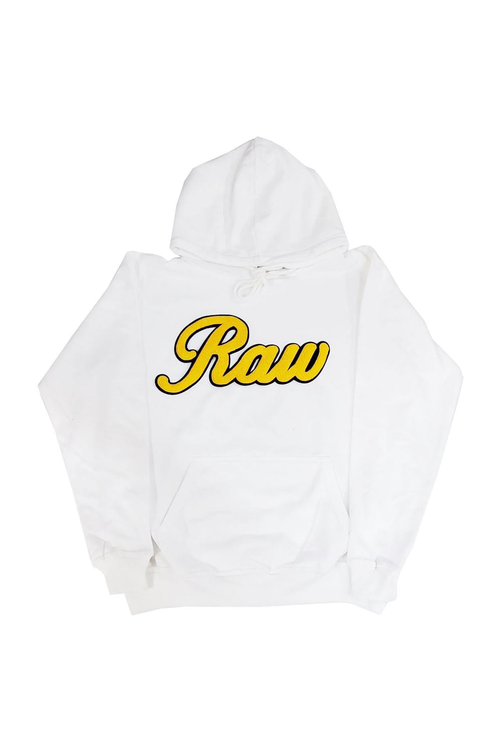 Men Raw Cursive Yellow Chenille Hoodie