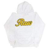 Men Raw Cursive Yellow Chenille Hoodie