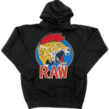 Men Red Mohawk Tiger Embroidery Patch Hoodie