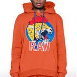 Men Red Mohawk Tiger Embroidery Patch Hoodie