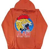 Men Red Mohawk Tiger Embroidery Patch Hoodie