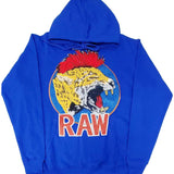 Men Red Mohawk Tiger Embroidery Patch Hoodie