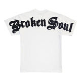 Men Broken Soul Black Chenille Oversized T-Shirt