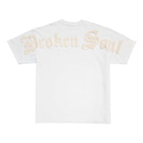 Men Broken Soul Cream Chenille Oversized T-Shirt
