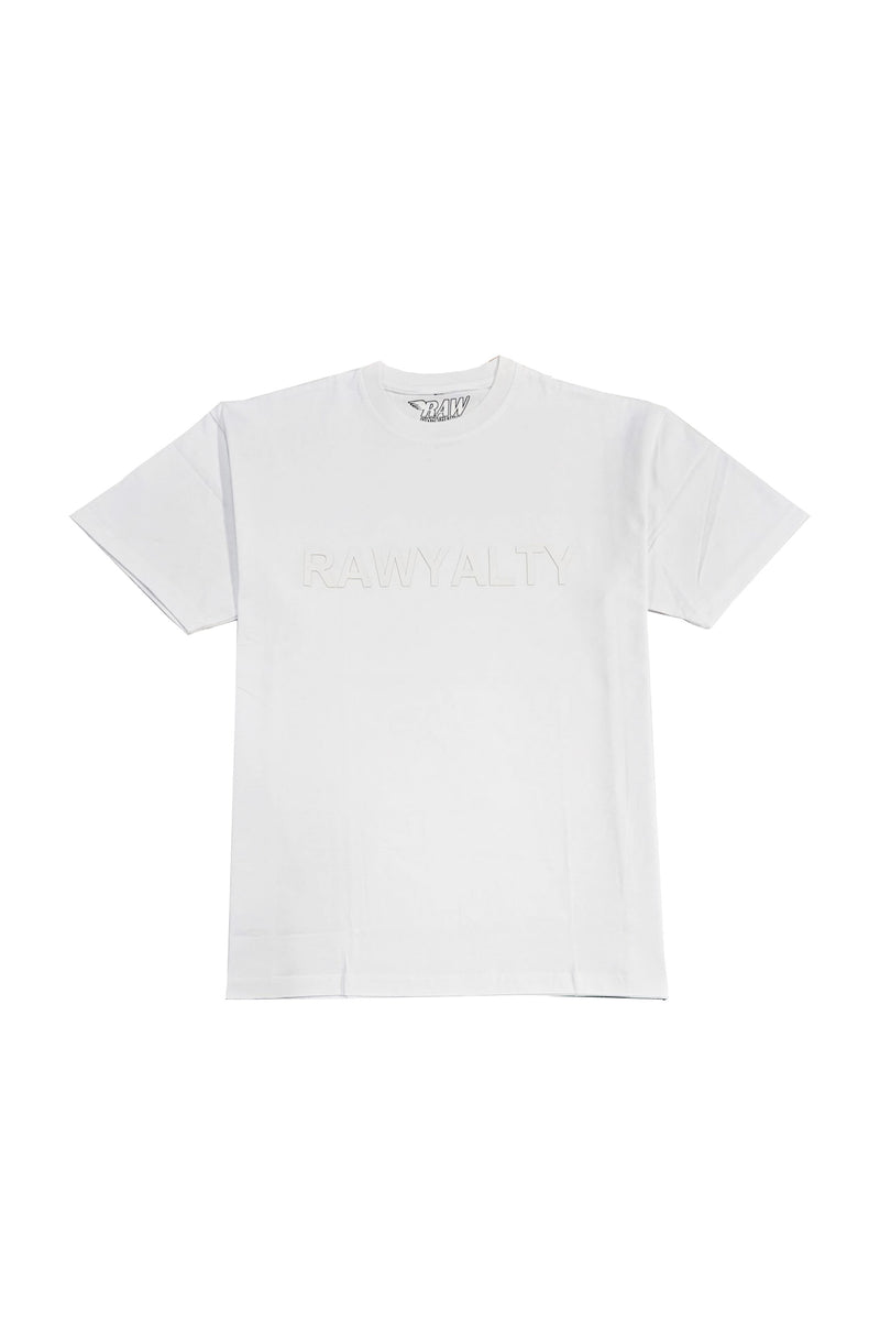 Men 007 RAWYALTY White Rubberized Oversized T-Shirt