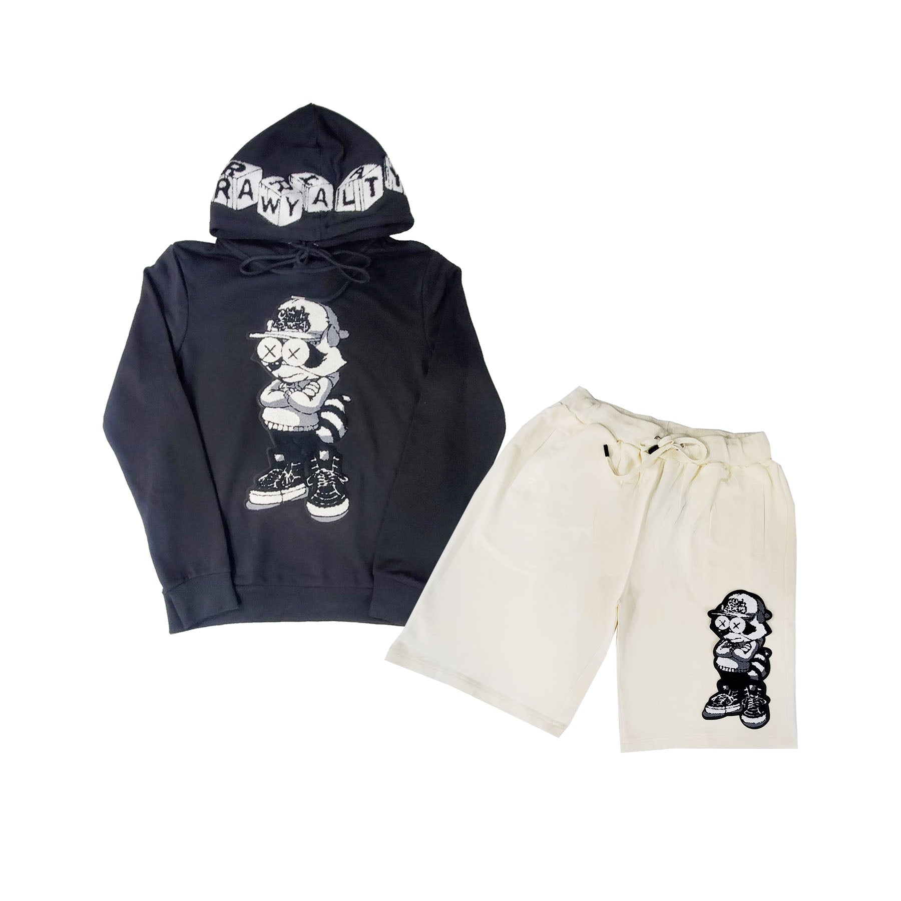 Men Cash Addicted Chenille Hoodie and Cotton Shorts Set