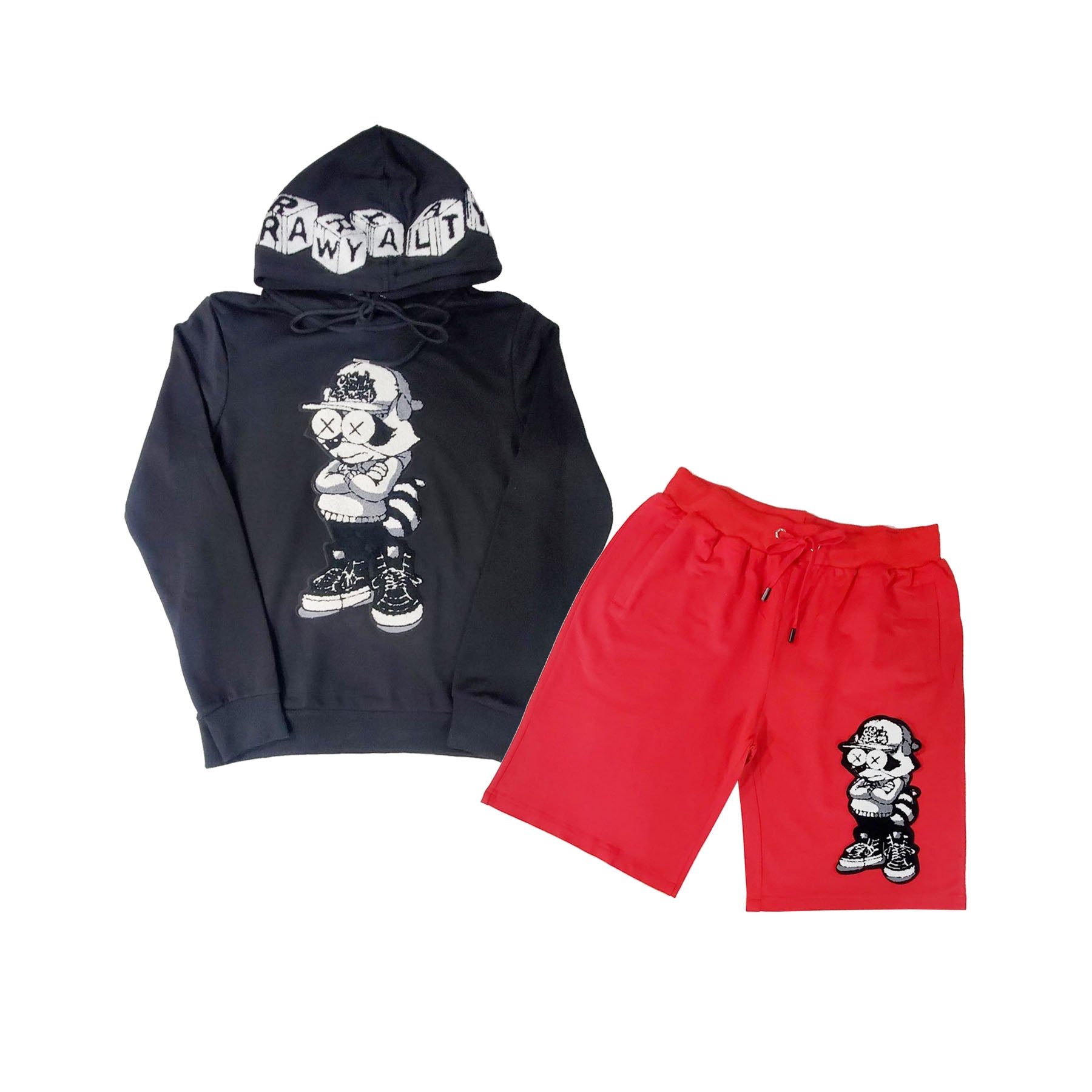 Men Cash Addicted Chenille Hoodie and Cotton Shorts Set