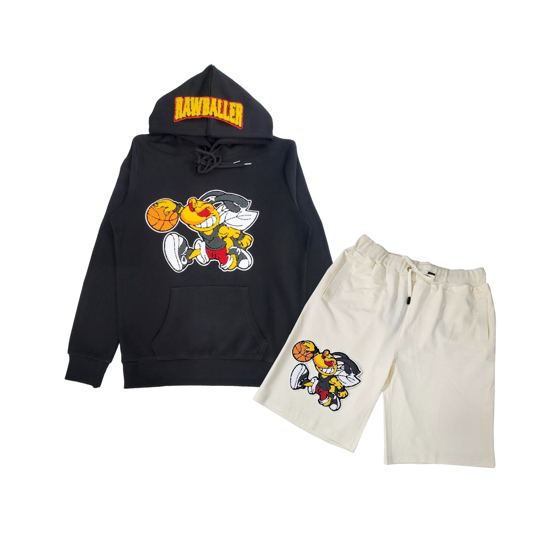 Men Rawballer Chenille Hoodie and Cotton Shorts Set