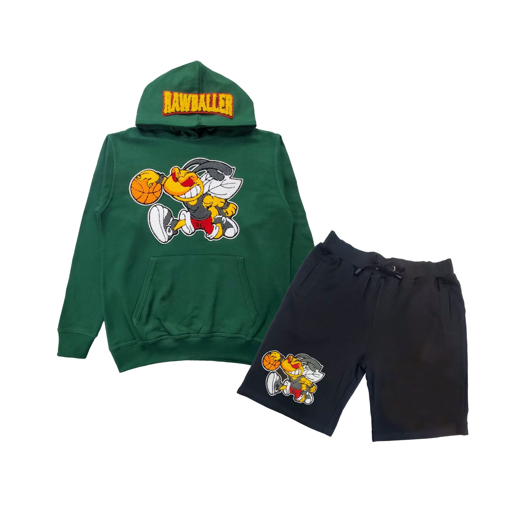 Men Rawballer Chenille Hoodie and Cotton Shorts Set