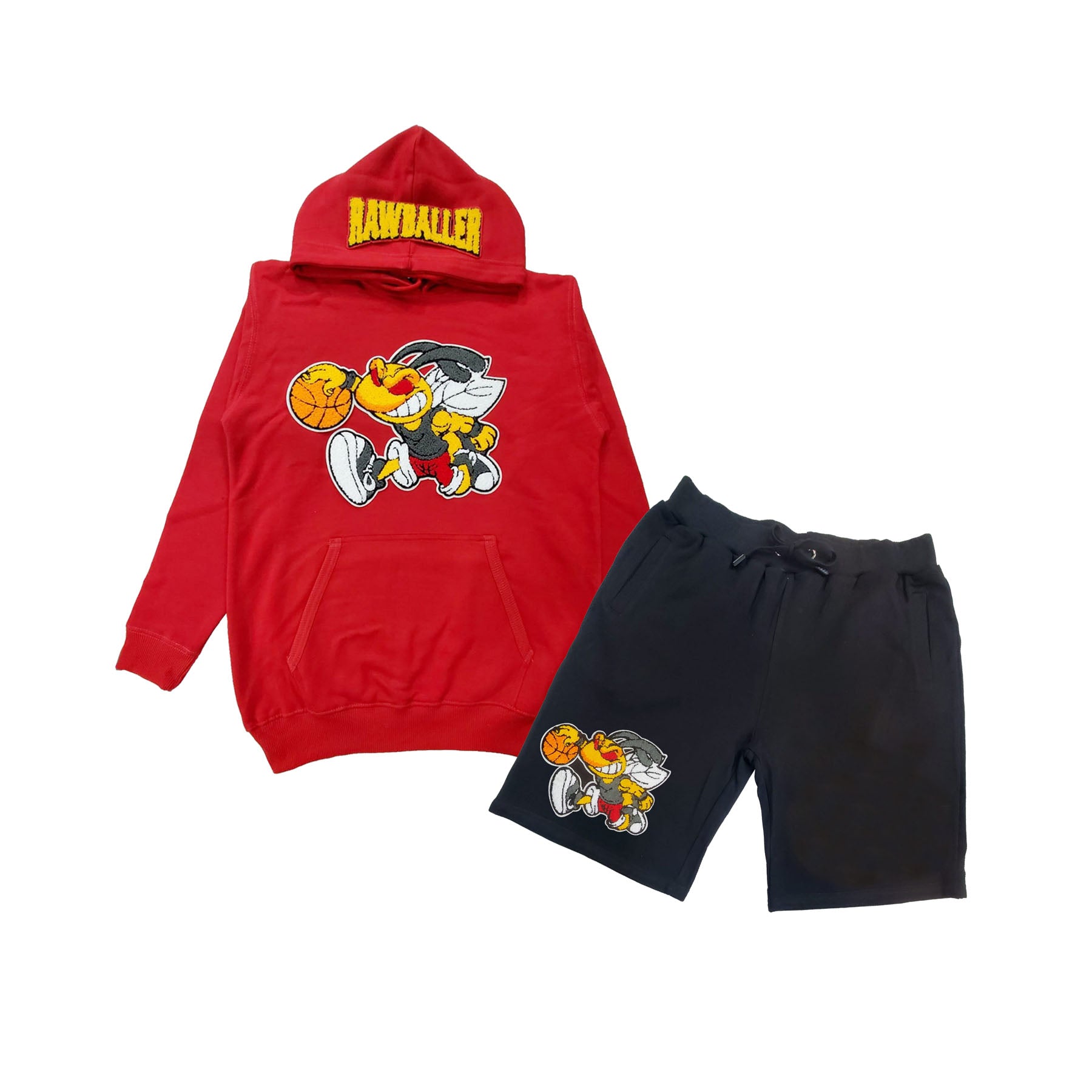 Men Rawballer Chenille Hoodie and Cotton Shorts Set