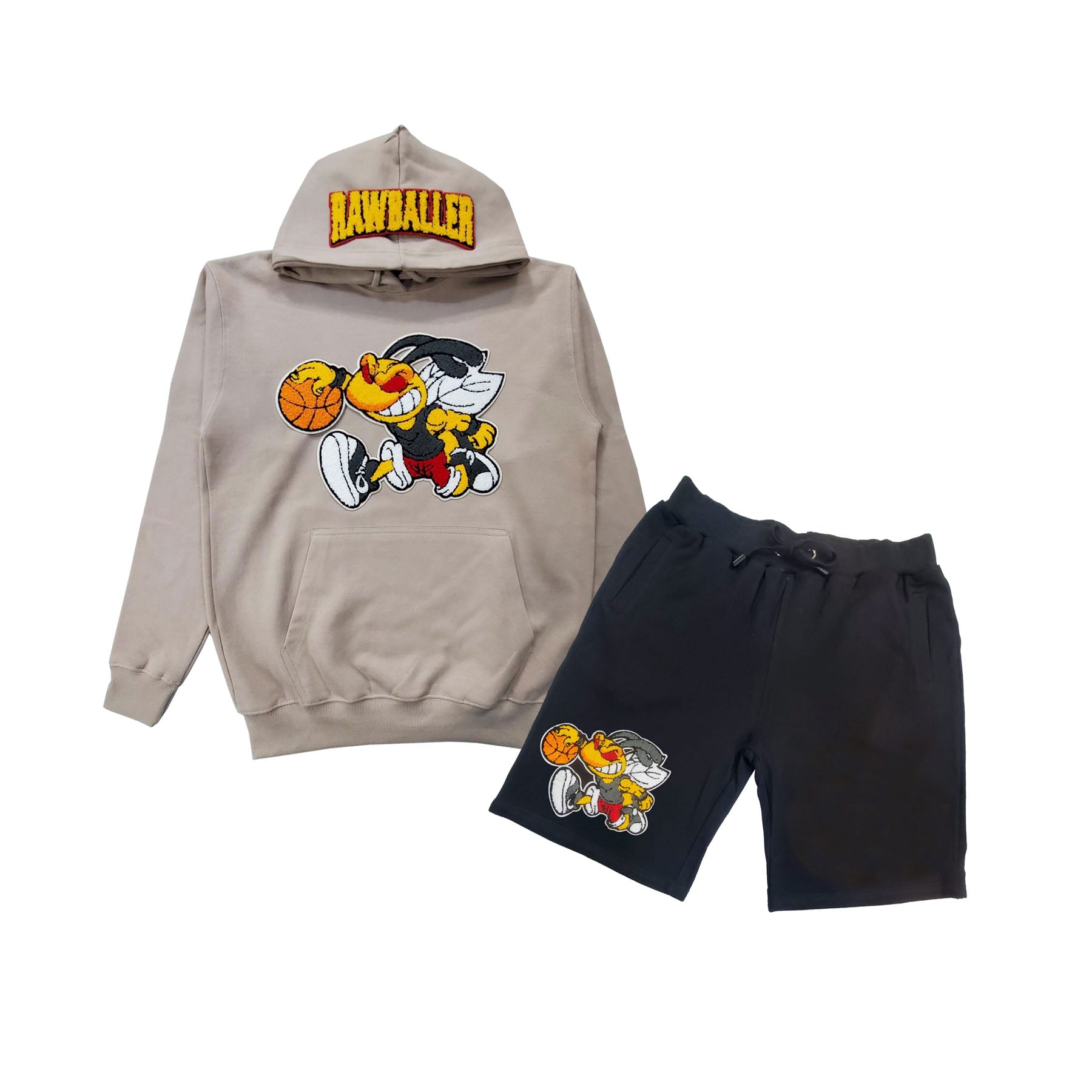 Men Rawballer Chenille Hoodie and Cotton Shorts Set