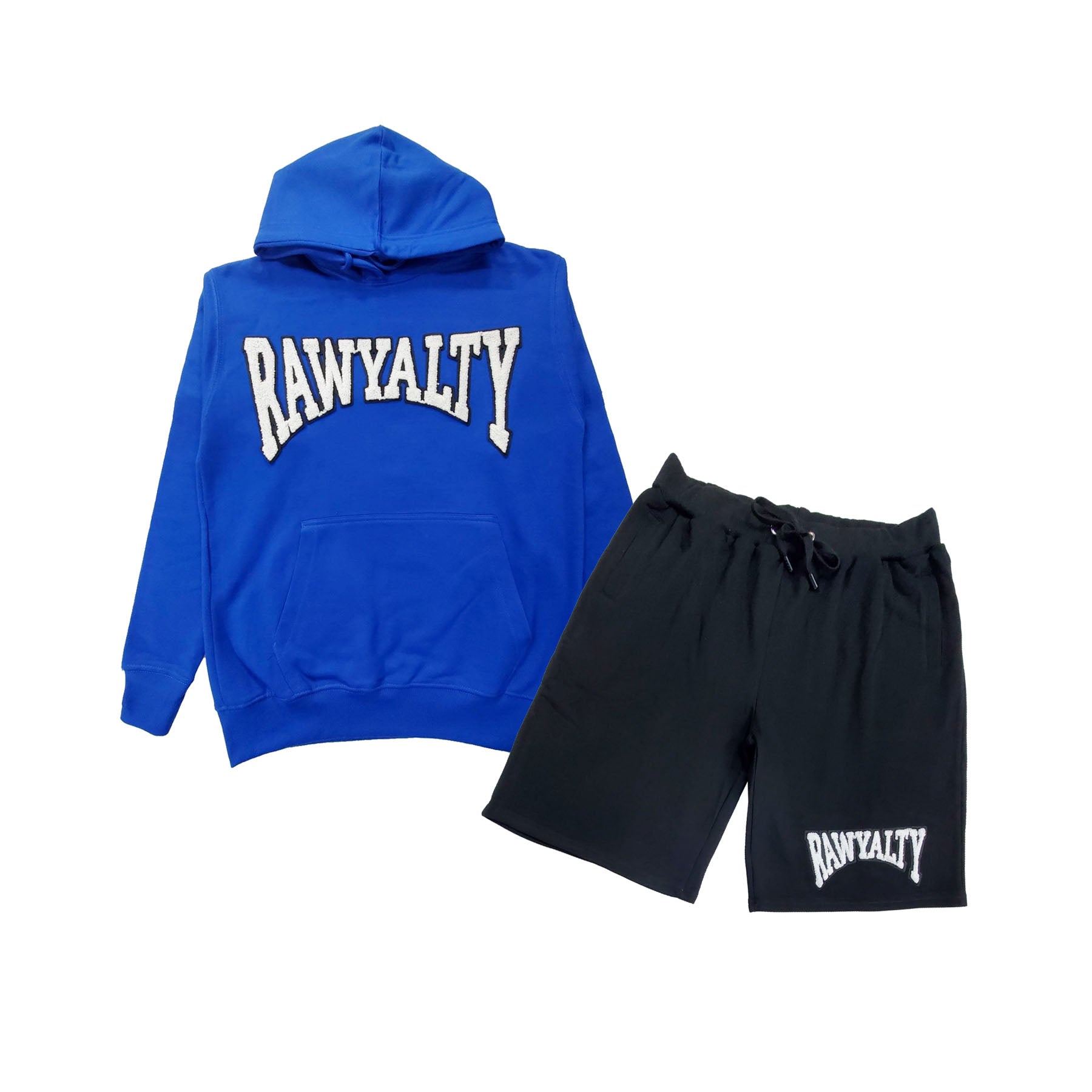 Men Rawyalty White Chenille Hoodie and Cotton Shorts Set