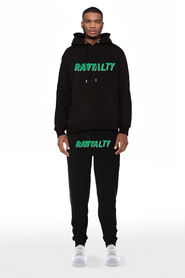 Men 004 RAWYALTY Green 3D Embroidery Hoodie and Jogger Set
