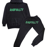 Men 004 RAWYALTY Green 3D Embroidery Hoodie and Jogger Set